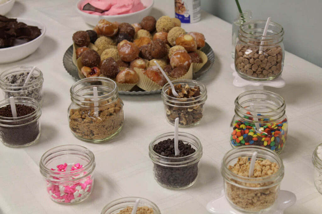 Ice cream bar toppings.